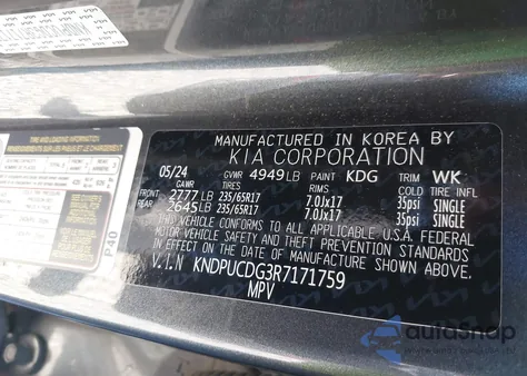 2024 Kia Sportage Hybrid Lx z USA, uszkodzony, nr VIN KNDPUCDG3R7171759